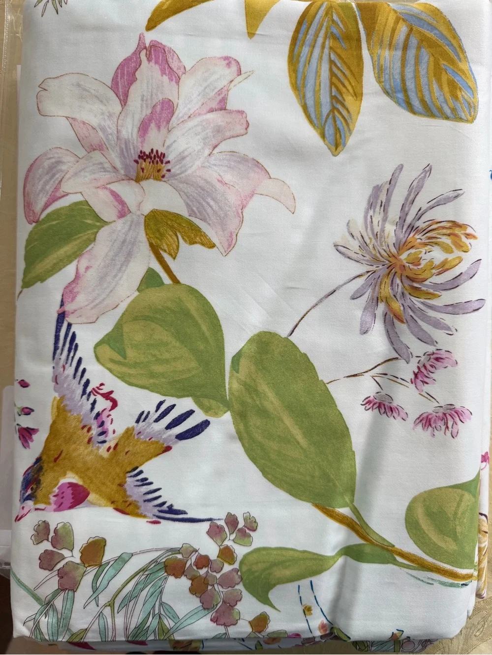 Yves Delorme Flores King Duvet Cover Luxury Floral Bird Print NWT